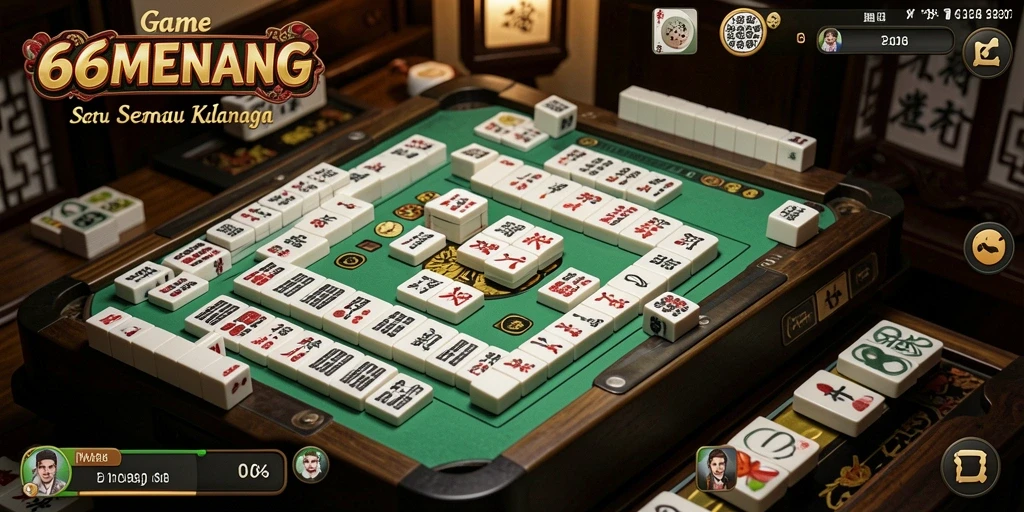 Screenshot gameplay 66MENANG menampilkan papan Mahjong yang penuh warna.