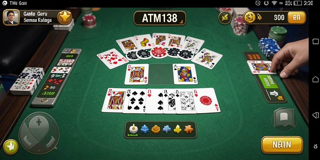 Screenshot utama ATM138 menampilkan gameplay Gaple yang menarik dan interaktif.