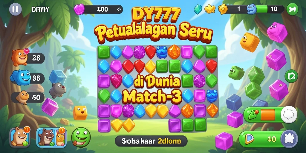 Screenshot gameplay DY777 menampilkan kombinasi permata yang menantang.