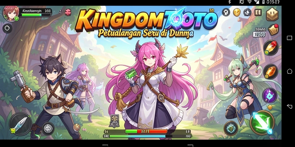 Tampilan gameplay KINGDOMTOTO yang penuh warna dan dinamis.