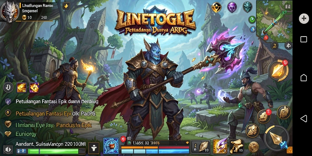 Tampilan dinamis gameplay LINETOGEL dalam aksi ARPG.