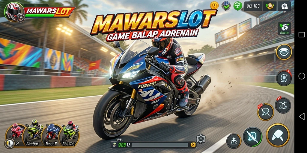 Tampilan menarik dari gameplay balap motor yang mendebarkan.