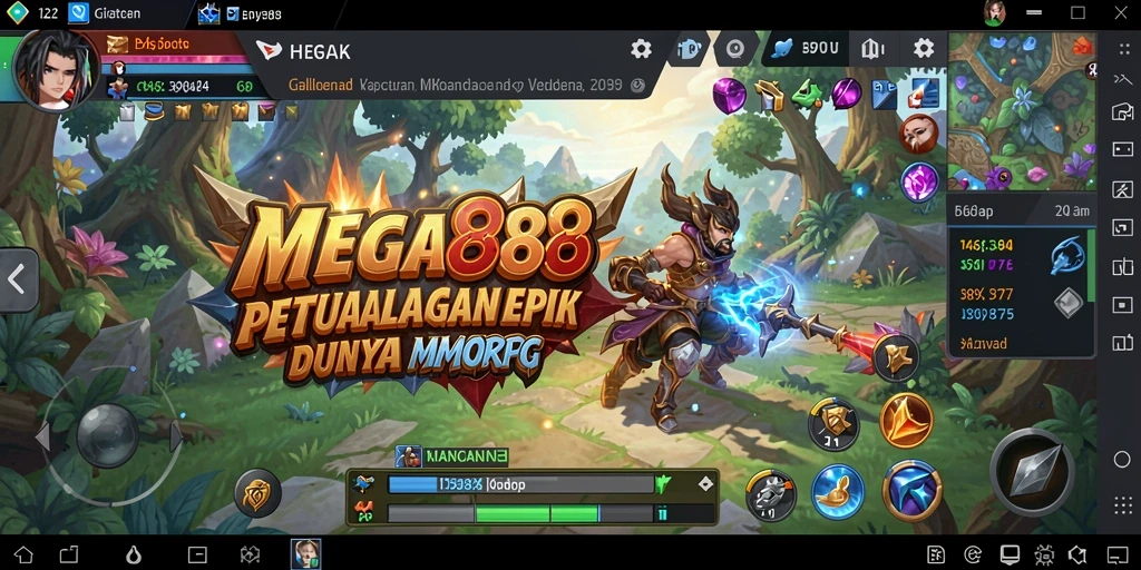 Tampilan gameplay MEGA888 yang menampilkan aksi pertempuran yang mendebarkan.