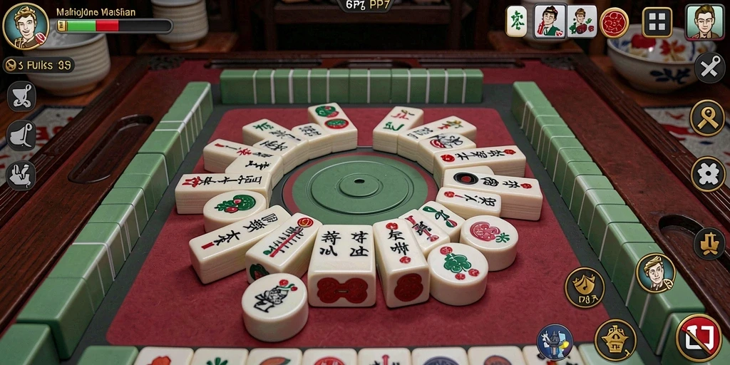 Tampilan gameplay seru dalam PP7 menampilkan keseruan Mahjong.