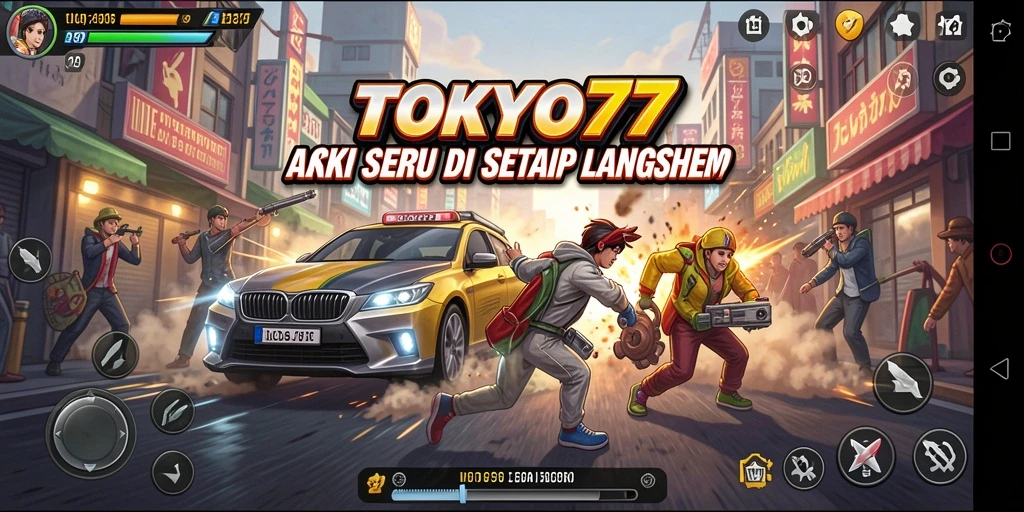 Tampilan gameplay TOKYO77 yang mendebarkan dan penuh aksi.
